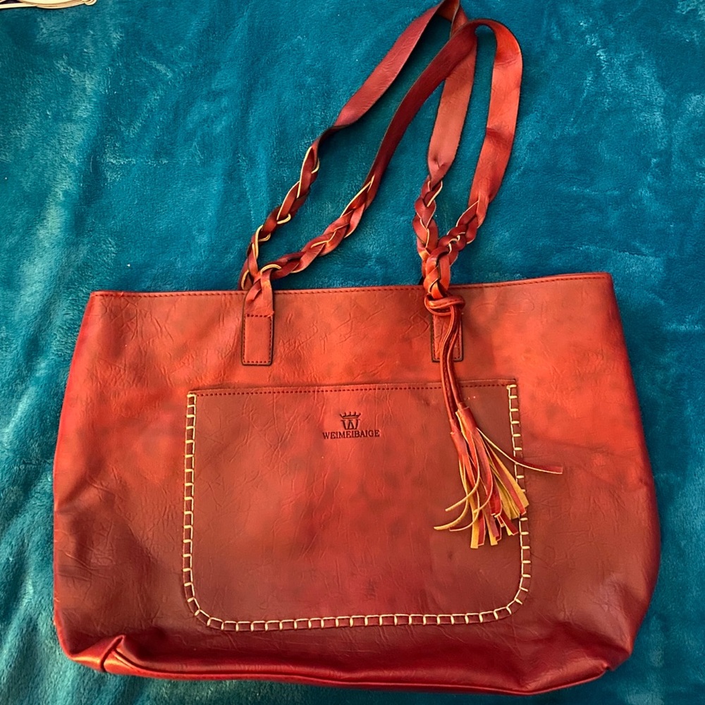 Red tote bag